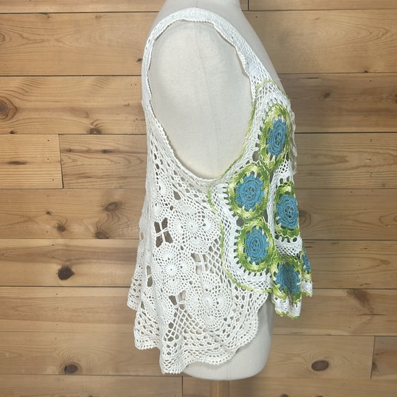 Vintage handmade lace lagenlook layering Gypsy boho bohemian top tank vest Large - Picture 10 of 15